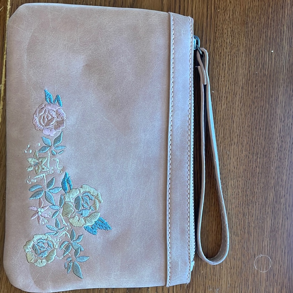 Ruff Hewn Rose embellished wristlet